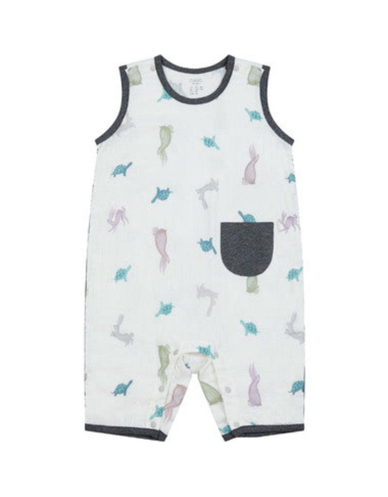 Nest Designs Bamboo Pima Sleeveless Romper - The Tortoise & The Hare - 3M-6M