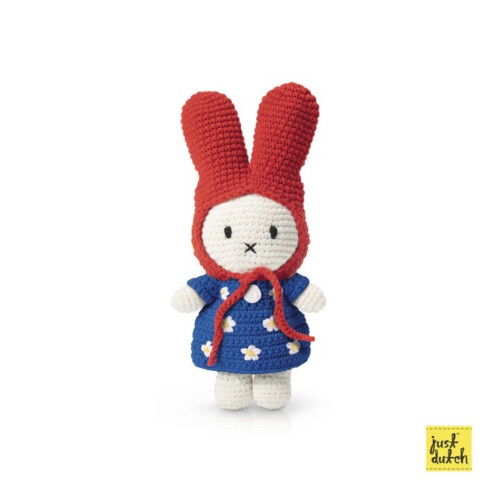 Miffy Just Dutch Little Flower Dress Blue with Red Hat