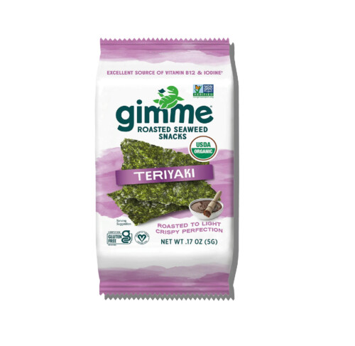 gimMe Organic Premium Roasted Seaweed Snack - Teriyaki 5g x 6 Bags