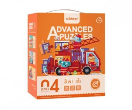 Mideer Advanced Puzzles Level 4 - Fire Engine & Rocket & Aircraft 3.5+