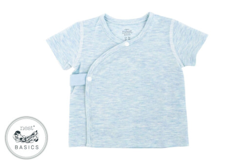 Nest Designs Basics Bamboo Cotton Kimono Short Sleeve T-Shirt - Mist 0-3M