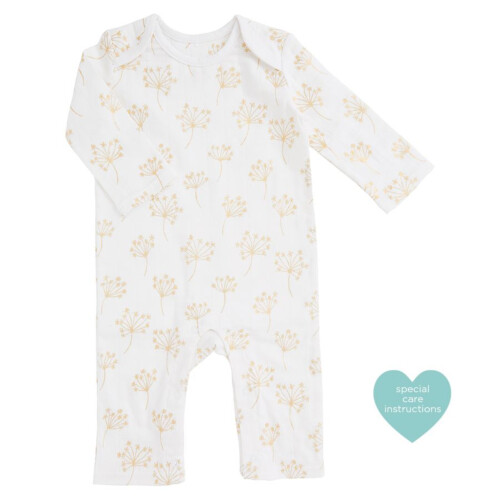 Aden & Anais Long Sleeve Kimono Body Suit - Metallic Gold Dandelion (0-3m)