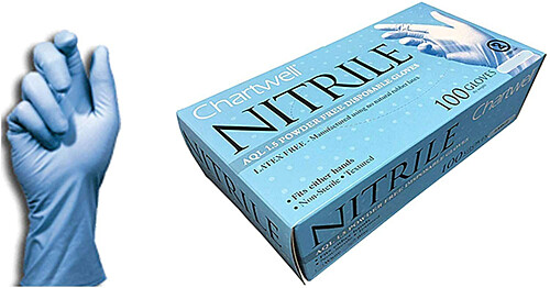 Chartwell Nitrile Powder Free Disposable Gloves 100Gloves - Blue Large