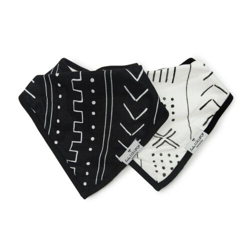 Loulou Lollipop Bandana Bib Set - Mudcloth