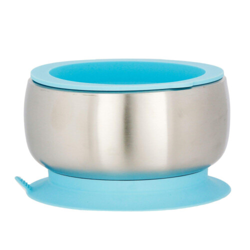 Avanchy Stainless Steel Stay Put Suction Bowl Blue