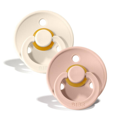 BIBS Pacifier Original COLOUR Latex 2 Pack Size 1 (0-6m)  - Ivory & Blush