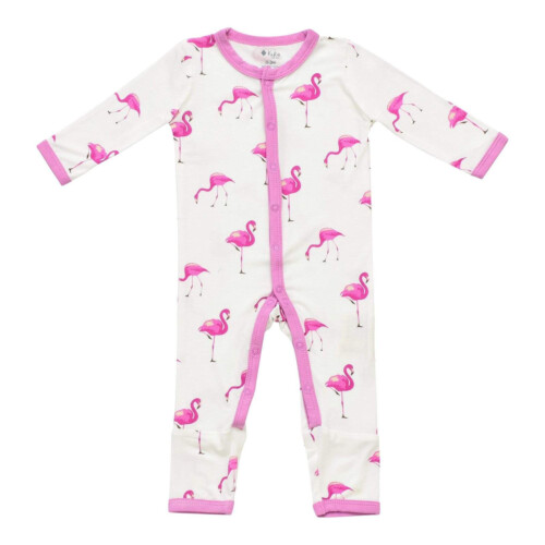 Kyte Baby Printed Romper in Flamingo 3-6 months
