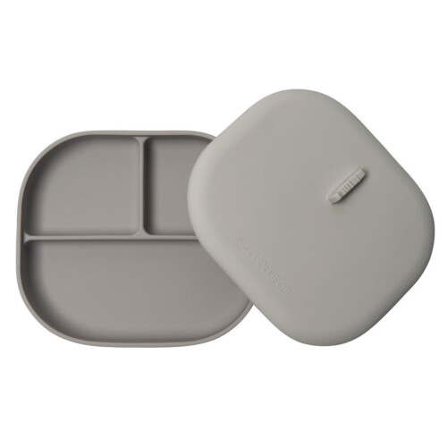 Loulou Lollipop Divided Plate with Lid - Silver Grey