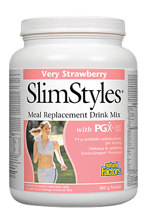 Natural Factors SlimStyles Meal Replacement Drink Mix with PGX Very Strawberry Powder 800g