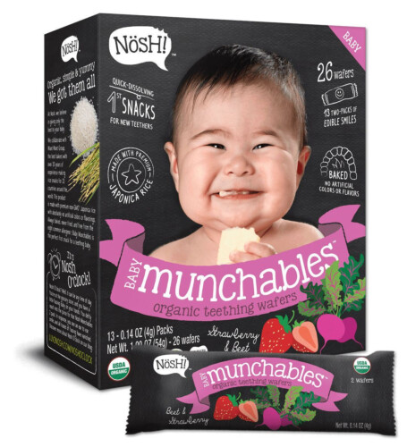 Nosh Baby Munchables Organic Teething Wafers Strawberry & Beet 26 Wafers