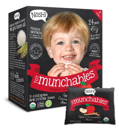 Nosh Tot Munchables Organic Rice Snacks Apple & Cinnamon 24 Pieces