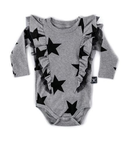 Nununu Ruffled Star Onesie - Heather Grey 0-6M