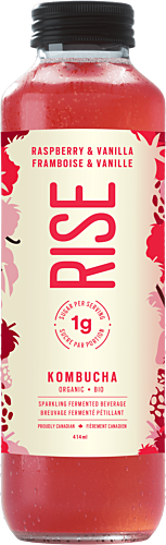 Rise Kombucha Low Sugar Raspberry & Vanilla Organic 414ml
