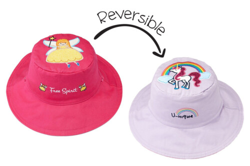 Flapjackkids Reversible Kids Sun Hat - Fairy/Unicorn - 4Y-6Y