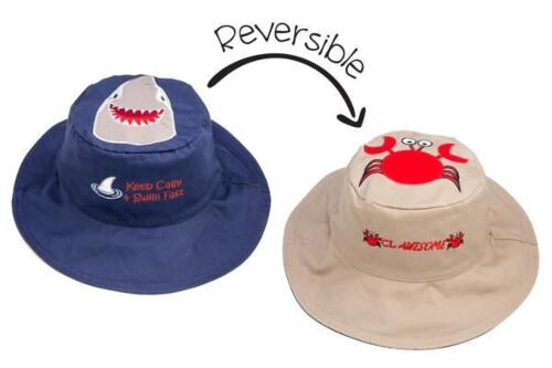 Flapjackkids Reversible Kids Sun Hat - Crab/Shark - 4Y-6Y