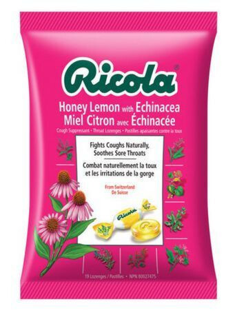 Ricola Cough Drop Echinacea & Honey Lemon 19 Lozenges