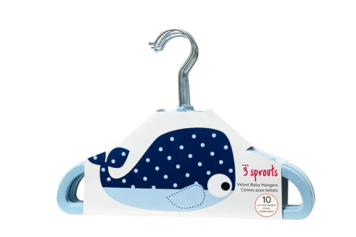 3 Sprouts Hangers (set of 10) Whale