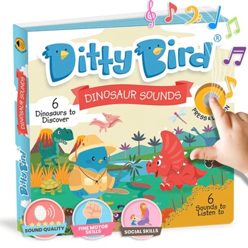 Ditty Bird Baby Sound Book - Dino Lovers - Dinosaur Sounds