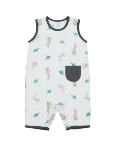Nest Designs Bamboo Pima Sleeveless Romper - The Tortoise & The Hare - 6M-12M