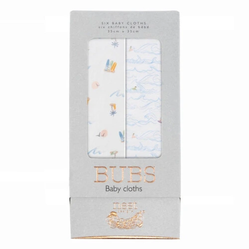Nest Designs Bubs Baby Washcloths (Bamboo, 6 Pack) - Surf Camp