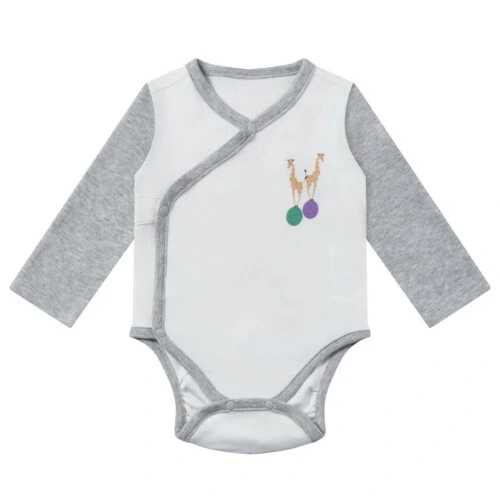 Nest Designs Organic Cotton Kimono Long Sleeve Onesie - Giraffe Shapes - 3M-6M