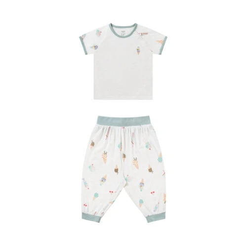 Nest Designs Short Sleeve Play Set (Avocado Bamboo) - Ice Cream Summer 18M-24M