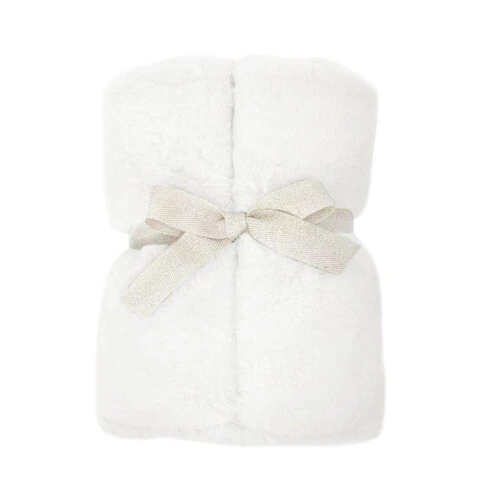 Mon Ami Charmante Luxe Faux Fur Baby Blanket -White-29X35In