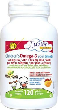 New Roots Children's Omega 3 120 Chewable Softgels @