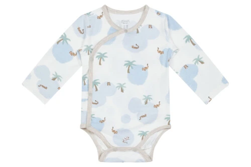 Nest Designs Bamboo Long Sleeve Kimono Onesie - Thirsty Tigers 0-3M