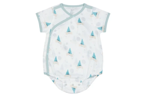 Nest Designs Bamboo Pima Short Sleeve Kimono Onesie - The Happy Hermit 3M-6M