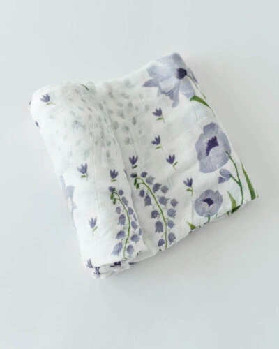 Little Unicorn Deluxe Muslin Swaddle Single Blue Windflower