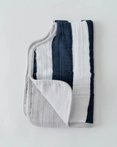 Little Unicorn Cotton Muslin Burp Cloth Navy Stripe