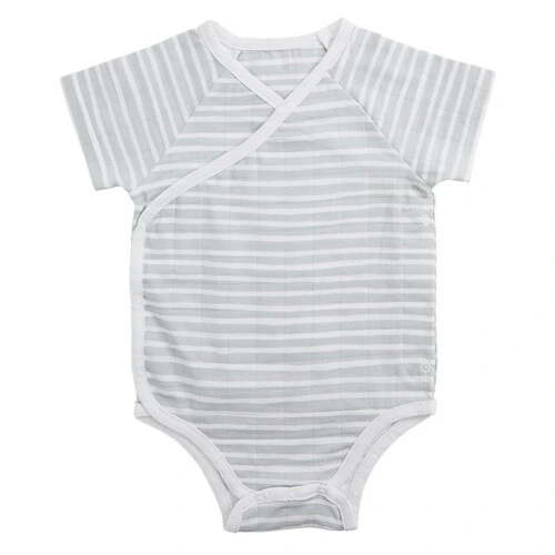Aden & Anais Short Sleeve Kimono Body Suit - Grey Stripe (3-6m)