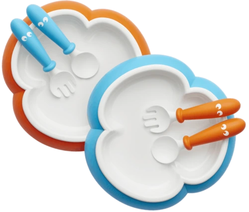 BabyBjorn Baby Plate Spoon & Fork-Orange/Turquoise 2pack
