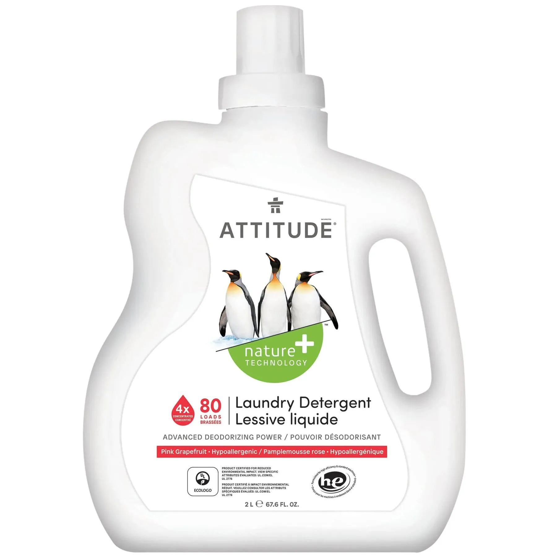 Attitude Nature+ Laundry Detergent Pink Grapefruit 2L