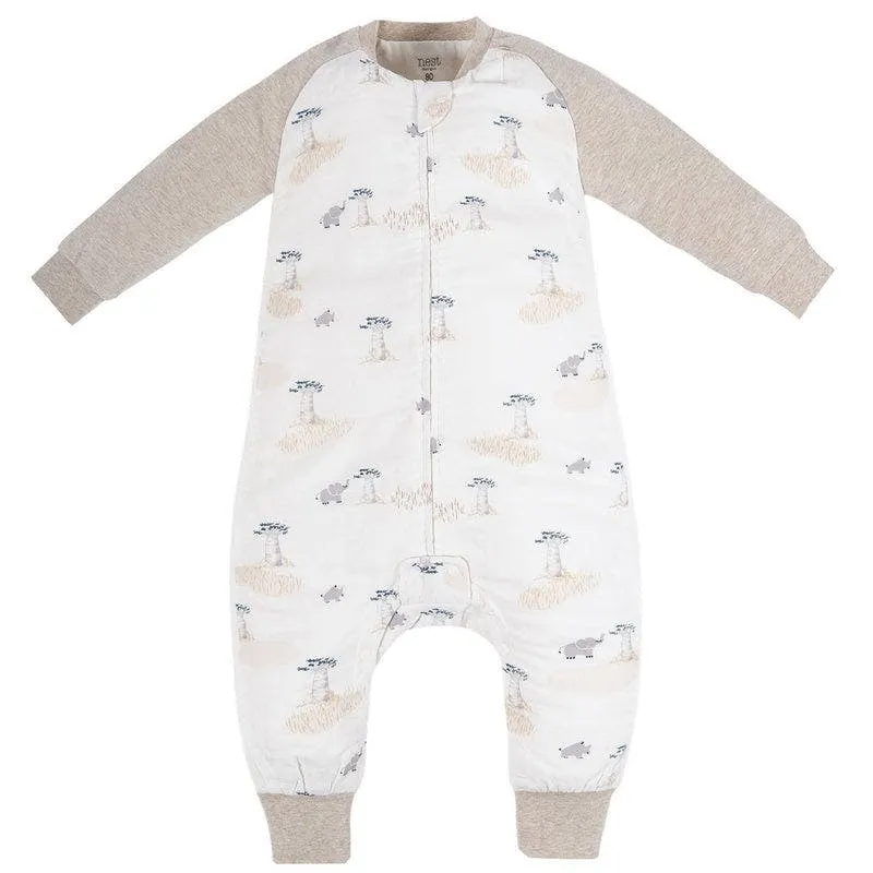 Nest Designs Raglan Long Sleeve Footed Sleep Bag 1.0 TOG (Bamboo) - Baby Baobabs - 5T-6T