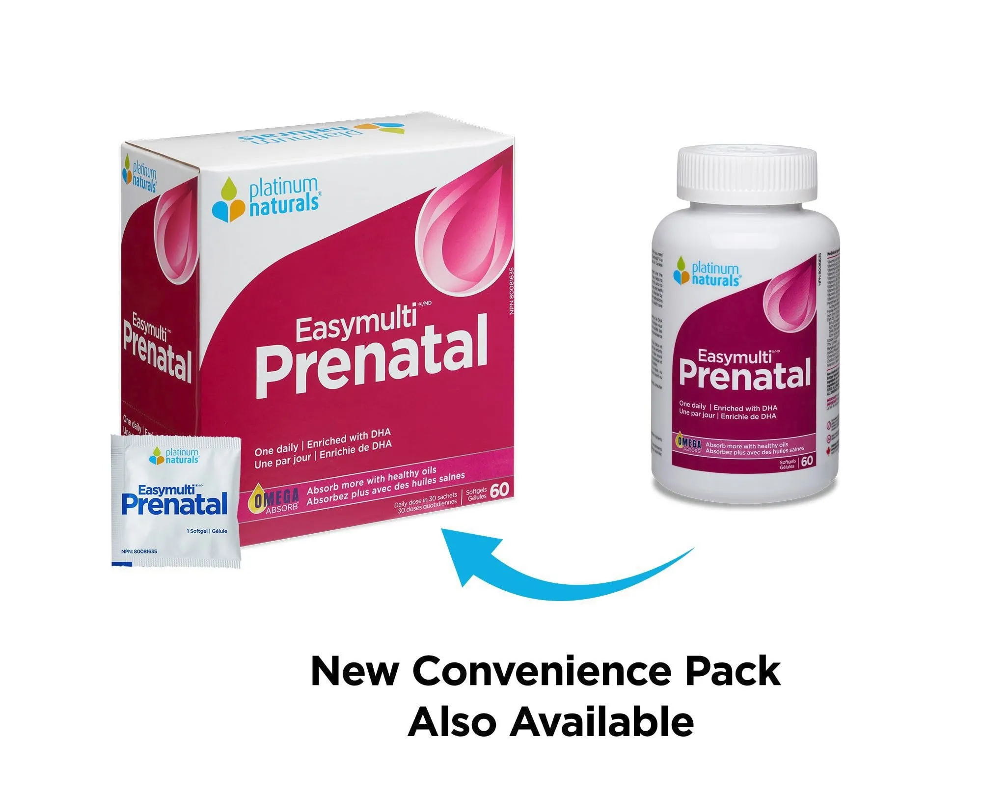 Platinum Naturals Easymulti Prenatal 60 Softgels - Daily Dose in 30 Sachets @~2024/7