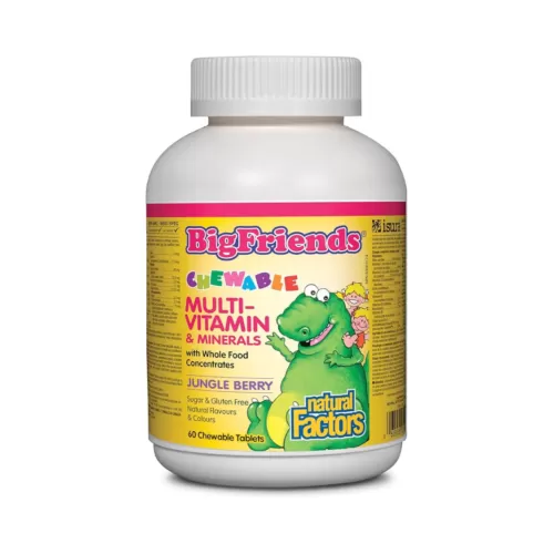 Natural Factors Big Friends Multivitamin Minerals Jungle Berry 60 Chewable Tablets