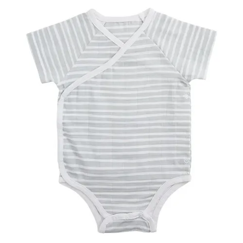 Aden & Anais Short Sleeve Kimono Body Suit - Grey Stripe (9-12m)