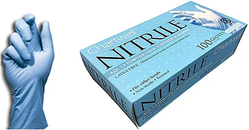Chartwell Nitrile Powder Free Disposable Gloves 100Gloves - Blue Large