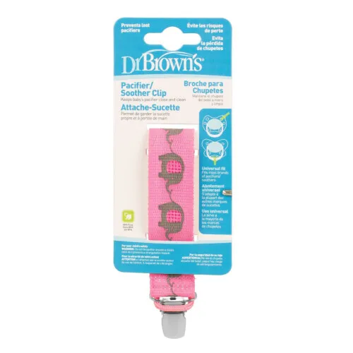 Dr Brown's Pink Elephant Pacifier Clip