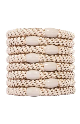 L.Erickson Grab & Go Ponytail Holders Set of Eight - Beige