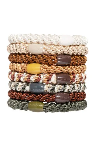L.Erickson Grab & Go Ponytail Holders Set of Eight - Brown Stone