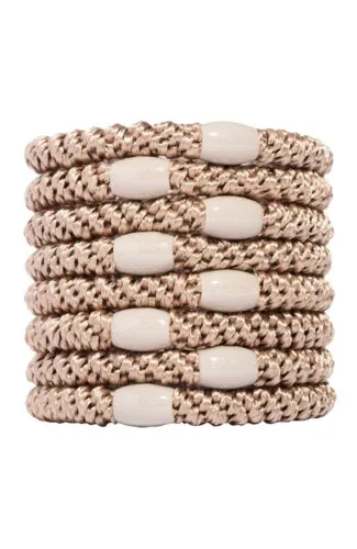 L.Erickson Grab & Go Ponytail Holders Set of Eight - Camel