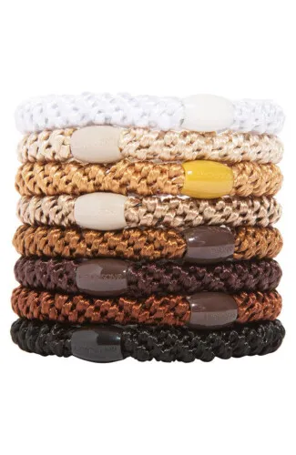 L.Erickson Grab & Go Ponytail Holders Set of Eight - Camelback
