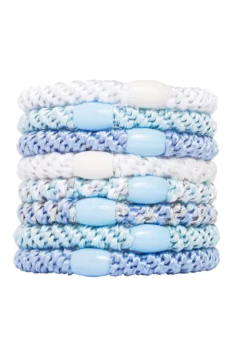 L.Erickson Grab & Go Ponytail Holders Set of Eight - Caribbean