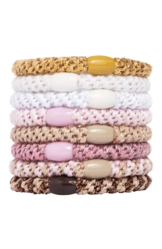 L.Erickson Grab & Go Ponytail Holders Set of Eight - Cotton Candy