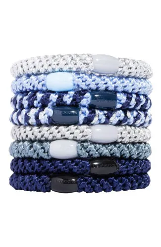 L.Erickson Grab & Go Ponytail Holders Set of Eight - Denim