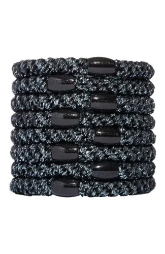 L.Erickson Grab & Go Ponytail Holders Set of Eight - Graphite Metallic