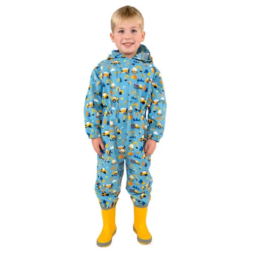 Jan & Jul Kids Cozy-Dry Rain Play Suit Fleece Lined - Under Construction - 3T